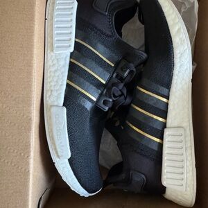 Adidas NMD R1 Black with Gold Stripes